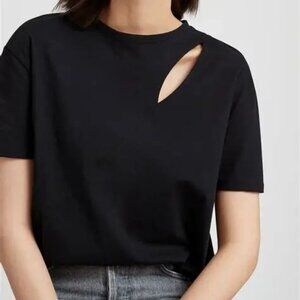 MARCELLA NEW YORK LEONIE TOP BLACK 100% ORGANIC COTTON CUTOUT TEE SHIRT NWT XS